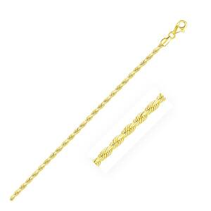 Unbranded 27827-9 2.5mm 10k Yellow Gold Solid Diamond Cut Rope Bracele