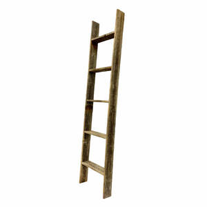 Homeroots.co 380335 4 Step Rustic Weathered Grey Wood Ladder Shelf