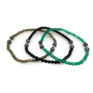 Alkeme Btrio Set Of 3 10k And Faceted Gemstone Stretch Bracelets In On