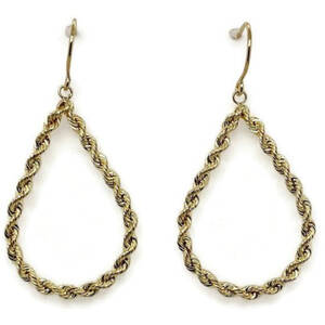Alkeme E117 14k Gold Oval Rope Chain Earrings, 1.6 Grams