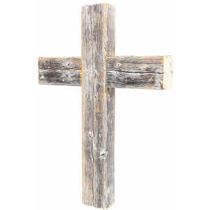 Homeroots.co 380343 Rustic Weathered Grey Reclaimed Wood Cross Decorat
