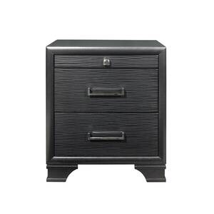 Homeroots.co 384061 Grey Nightstand With 3 Drawers