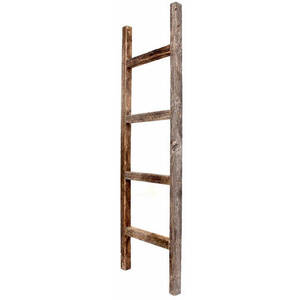 Homeroots.co 380333 4 Step Rustic Weathered Grey Wood Ladder Shelf