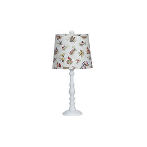 Homeroots.co 380114 White Traditional Table Lamp With Birds Printed Sh