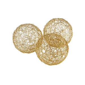 Homeroots.co 373742 5 X 5 X 5 Gold Iron Wire Spheres Box Of 3