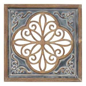 Homeroots.co 373293 Distressed Blue Enamel Metal And Wood Framed Wall 