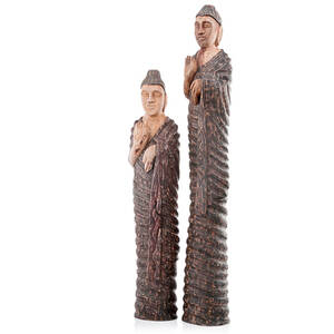 Homeroots.co 354857 4 X 4.5 X 25 Natural And Brown Standing Buddha Scu