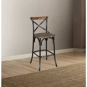 Homeroots.co 374177 Antique Black Reclaimed Wooden Bar Chair