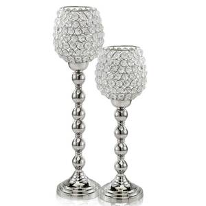 Homeroots.co 354787 Tall 18 Silver Crystal  Bling Candleholder