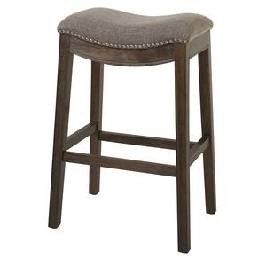 Homeroots.co 380067 Bar Height Saddle Style Counter Stool With Taupe F