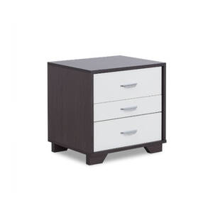 Homeroots.co 374206 Black And White Metal 3 Drawer Nightstand