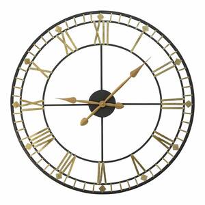Homeroots.co 373202 Oversized Vintage Style Metal Wall Clock  Black  G