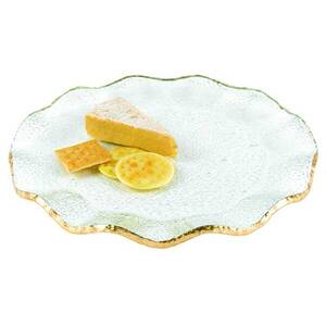 Homeroots.co 375742 13 Mouth Blown Wavy Edge Gold Leaf Platter Or Char