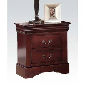 Homeroots.co 320545 Cherry Finished Wooden Nightstand W 2 Drawers
