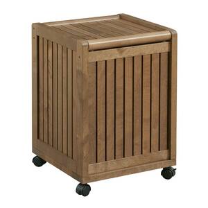 Homeroots.co 380046 Chestnut Solid Wood Rolling Laundry Hamper With Li