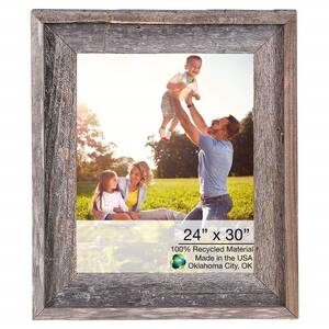 Homeroots.co 380365 27x33 Natural Weathered Grey Picture Frame With Pl