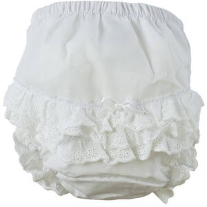 Bambini 600.W.NB White Girl's Cottonpoly Fancy Pants Underwear