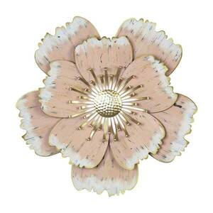 Homeroots.co 376577 Flower Metal Wall Decor With Matte-finished Petals