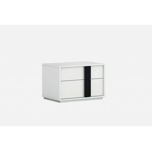 Homeroots.co 370750 Contemporary White And Black 2 Drawer  Nightstand