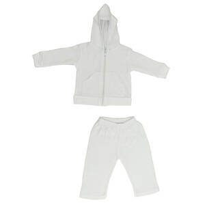 Bambini 419M White Interlock Sweat Pants And Hoodie Set