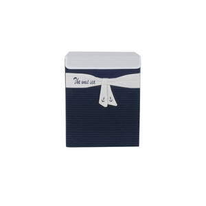 Homeroots.co 364161 Foldable Navy Blue Fabric Lined Storage Basket
