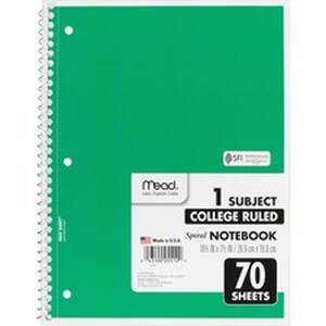 Acco MEA 05512BD Mead One-subject Spiral Notebook - 70 Sheets - Spiral
