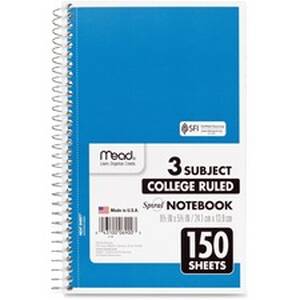 Acco MEA 06900 Mead 3-subject Wirebound College Rule Notebook - 150 Sh