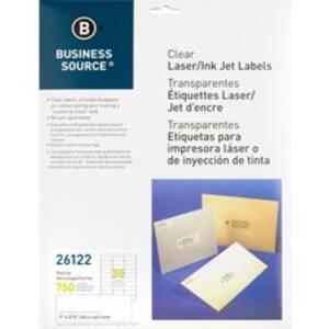 Business BSN 26122 Clear Laser Print Mailing Labels - 1 X 2 34 Length 