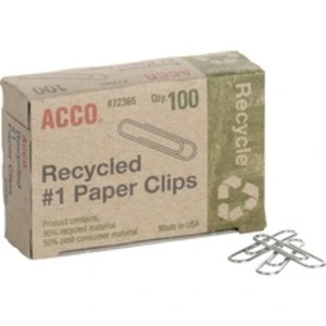 Acco ACC 72365PK Acco Recycled Paper Clips - No. 1 - 10 Sheet Capacity
