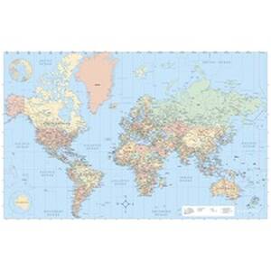 Advantus AVT 97644 Advantus Laminated World Wall Map - 50 Width X 32 H