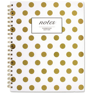 Mead 59014 Notebook,lge,gold Dots,wh