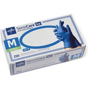 Medline MII MDS6802 Medline Sensicare Ice Blue Nitrile Exam Gloves - M