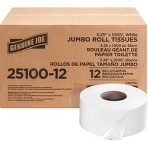 Genuine GJO 2510012 Joe Jumbo Roll Bath Tissues - 2 Ply - 3.25 X 1000 