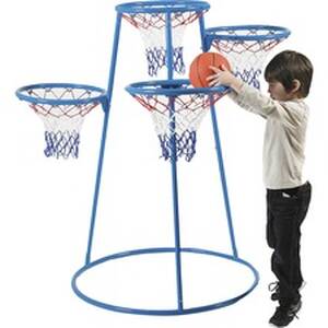 Childrens CFI AFB7950 Angeles 4-hoop Basketball Stand - Blue, Black - 