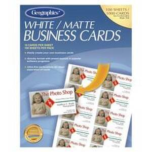 Geographics GEO 46102 Inkjet, Laser Business Card - White - Recycled -