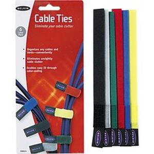 Belkin F8B024 8-inch Cable Binder - 6 Color - 6-pack