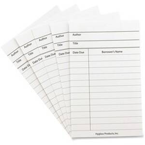 Hygloss HYX 61435 Hygloss White Library Cards - 3 X 5 Sheet Size - Whi
