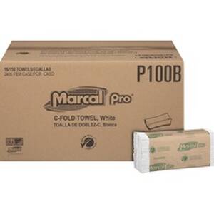 Marcal MRC P100B Marcal Recycled Center-fold Paper Towels - 1 Ply - C-