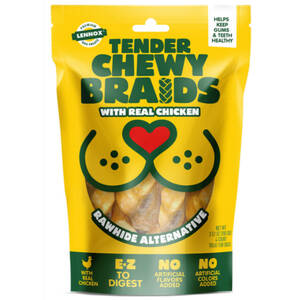 Lennox 82501 Alternative Rawhide Tender Chewy Braids With Real Chicken