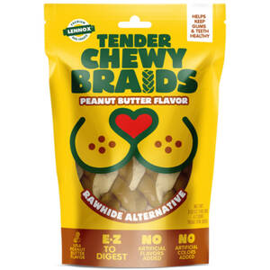 Lennox 82801 Alternative Rawhide Tender Chewy Braids With Peanut Butte