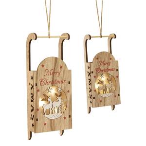Melrose 76501DS Sled Cut-out Ornament (set Of 6) 9h, 12h Wood