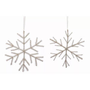 Melrose 81512DS Bead Snowflake Ornament (set Of 12) 9h, 12.5h Acrylic