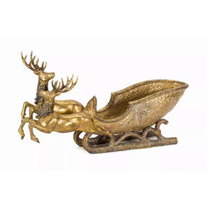 Melrose 72657DS Deer With Sleigh 25.5l X 14h Poly Stone