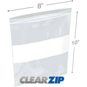 International CZW60810 White Block Clearzip Lock Top Bags  6 Mil 8 X 1