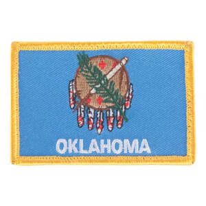 Fox 84P-636 Oklahoma Flag Patch - Gold Merrow Border - 6 Pack