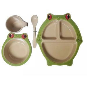 Encore ECB-FROG Kids Frog Dinnerware Set Eco-friendly 4 Piece Dining S
