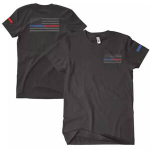 Fox 63-4835 XXXL Usa Flagthin Blue  Red Line Men's T-shirt Black - 3xl