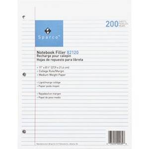 Sparco SPR 82120 Notebook Filler Paper - Letter - 200 Sheets - Ruled R