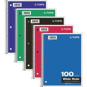 Tops TOP 65031 Wide Rule 1-subject Spiral Notebook - 100 Sheets - Wire