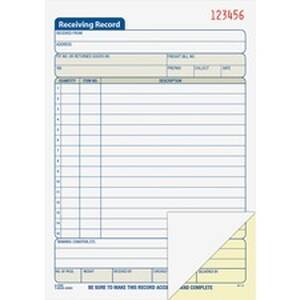 Tops ABF DC5089 Adams Carbonless Receiving Record Book - 50 Sheet(s) -